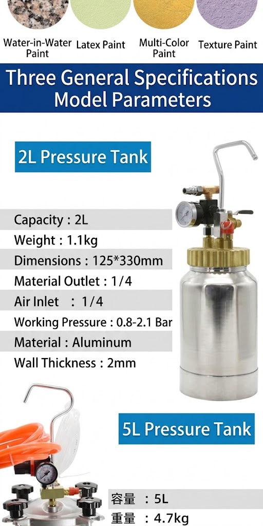 Fulian Pneumatic Paint Pressure Tank 2L 5L 10L Pressure Pot