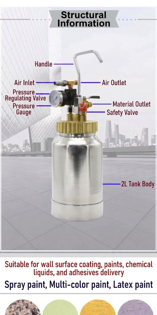 Fulian Pneumatic Paint Pressure Tank 2L 5L 10L Pressure Pot